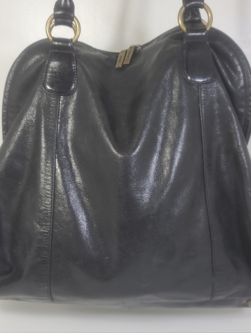 Vintage HOBO Int'l Extra Large Slouchy Leather Tote Bag In Black - Picture 2 of 16